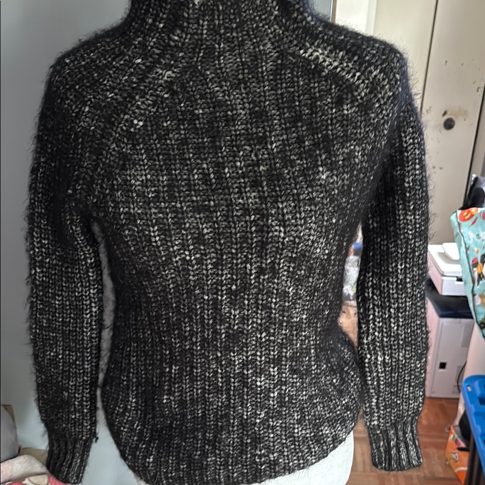 Massimo Dutti Black Alpaca Wool Cowl Neck Sweater